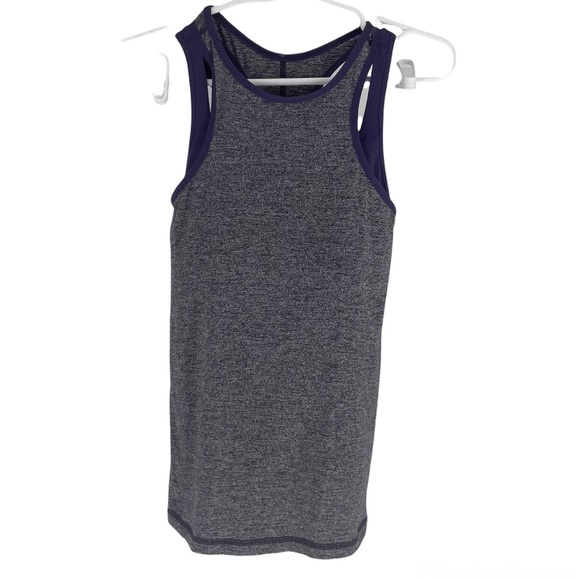 LULULEMON INSPIRATION TANK TOP HEATHERED BLACK GRAPE GOING GRAPE 6 ACTIVE - Picture 5 of 9